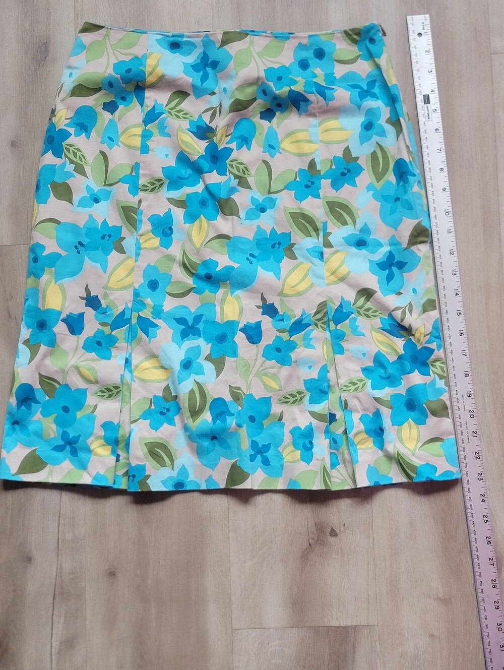 Cleo Floral A-Line Skirt - Blue Green Floral Print